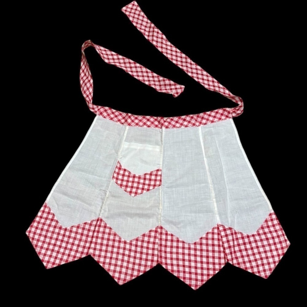 C🌺VINTAGE•RETRO•ANTIQUE 40’s-50’s DINER STYLE HANDMADE CHECKERBOARD HALF APRON